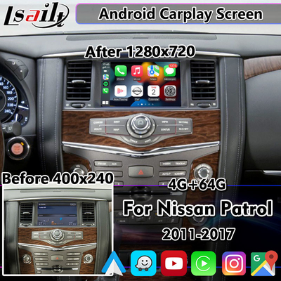 شاشة Lsailt مقاس 8 بوصات تعمل بنظام Android Carplay لسيارة نيسان باترول Y62 باثفايندر 2011-2017 مع نظام أندرويد أوتو لاسلكي