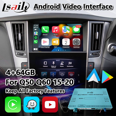 4 + 64 جيجابايت Lsailt Android Carplay واجهة فيديو الوسائط المتعددة لإنفينيتي Q50 Q60 Q50s 2015-2020