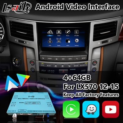 Lsailt Android Video Interface لـ 2012-2015 لكزس LX570 مع نظام تحديد المواقع والملاحة Youtube Wireless Carplay