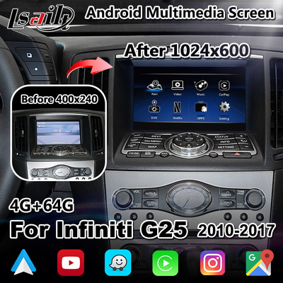 Lsailt شاشة عرض وسائط متعددة للسيارة مقاس 7 بوصة كاربلاي لسيارة إنفينيتي G25 Q40 Q60