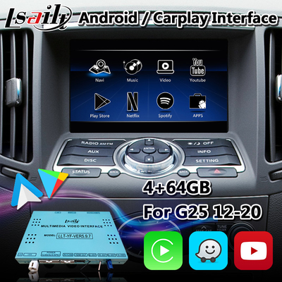 صندوق واجهة ملاحة Android Carplay لـ Infiniti G25 G37 G35 مع NetFlix Android Auto