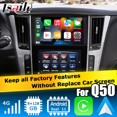 واجهة GPS carplay ، 8+128GB واجهة مربع التنقل أندرويد 11 لـ Infiniti Q50 / Q60