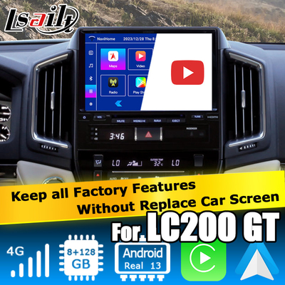 واجهة فيديو أندرويد 13 لتويوتا لاند كروزر LC200 GXR مع عرض خلفي WiFi carplay أندرويد أوتو