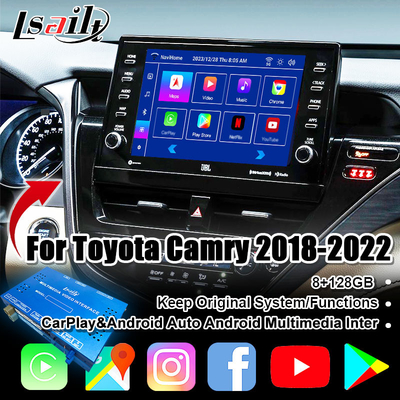واجهة الفيديو لـ Lsailt Android 13 لـ Toyota Camry 2018-2021 RAV-4 ، Sienna تحديث شاشة OEM مع نظام الوسائط المتعددة Android يتضمن YouTube ، NetFlix