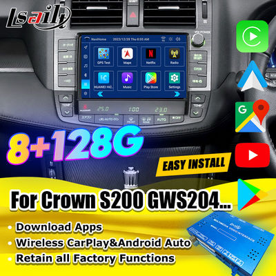 Android 13 واجهة الوسائط المتعددة لتويوتا كراون S200 URS206 2008-2012 نموذج وحدة ترقية أندرويد تضم YouTube و NetFlix و Google Map