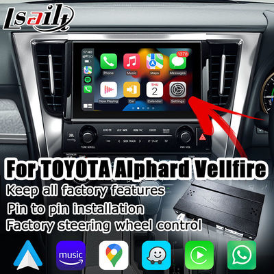 صندوق CarPlay و Android Auto بنمط OEM النقي لسلسلة Toyota Alphard Vellfire AH30 موديلات 2015-2022