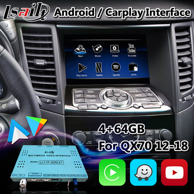4 + 64 جيجابايت واجهة لاسلكية تعمل بنظام أندرويد أوتو أندرويد كاربلاي لإنفينيتي QX70 QX50 QX60 Q70