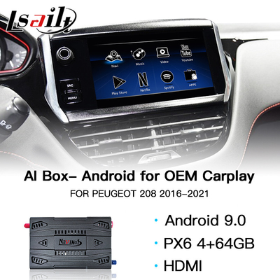 USB Carplay Car AI Box 4GB 64GB HDMI أندرويد 9.0 لبيجو 208 ملاحة GPS