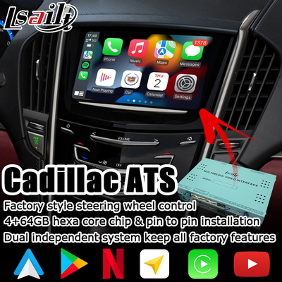 واجهة الفيديو اللاسلكية carplay Android auto navigation box لفيديو كاديلاك ATS