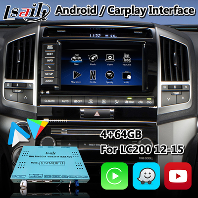 Lsailt Android واجهة فيديو الوسائط المتعددة لتويوتا لاند كروزر LC200 2013-2015 مع Android Auto Carplay