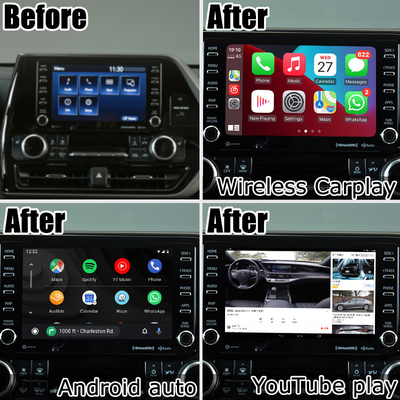 واجهة الفيديو للسيارة carplay اللاسلكي أندرويد أوتو أندرويد 13 تويوتا هايلاندر