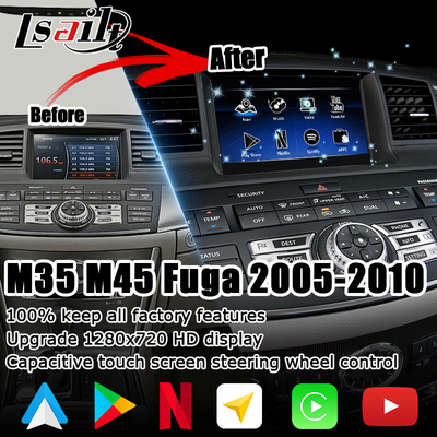إنفينيتي M35 M45 Nissan Fuga HD متعددة الأصابع تعمل باللمس ترقية واجهة carplay android auto video
