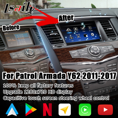 نيسان باترول Y62 2010-2016 ترقية شاشة تعمل باللمس مع واجهة فيديو youtube auto carplay