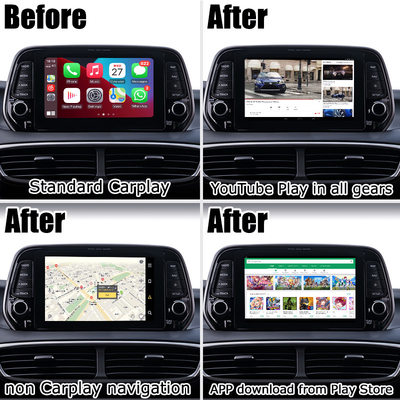 واجهة فيديو السيارة Android 9.0 AI Box USB HDMI لسيارات Hyundai Kia مع carplay