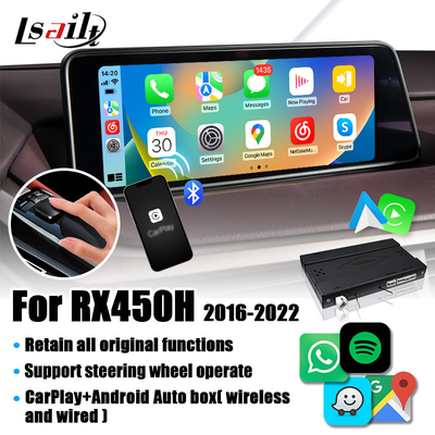 واجهة لكزس كاربلاي لـ RX450H 2016-2022 RX350 تدعم نظام أندرويد أوتو اللاسلكي والكاميرات