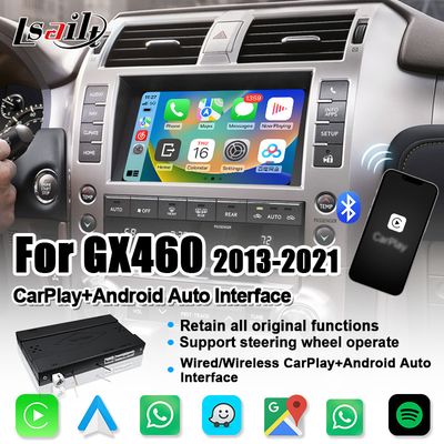 قم بتوصيل وتشغيل واجهة CarPlay لكزس GX460 2014-2021 LX570 RX NX مع نظام Android Auto اللاسلكي