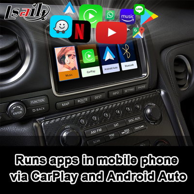 واجهة Carplay لنيسان GT-R GTR R35 2008-2017 متكاملة لاسلكية تعمل بنظام أندرويد أوتو ، وصلة مرآة