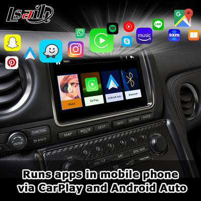 واجهة CarPlay اللاسلكية لـ GT-R GTR R35 2011-2017 متضمنة أندرويد أوتو ، نظام تحديد المواقع GPS ، كاميرا عكسية