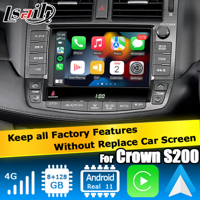 تويوتا كراون GRS204 URS206 UZS207 S200 أندرويد لاسلكي Carplay أندرويد أوتو 8+128GB تعمل بواسطة كوالكوم