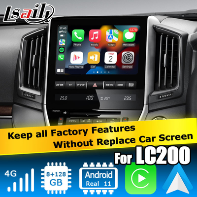تويوتا لاند كروزر LC200 واجهة فيديو أندرويد 8+128GB تعمل بواسطة كوالكوم مع carplay أندرويد أوتو