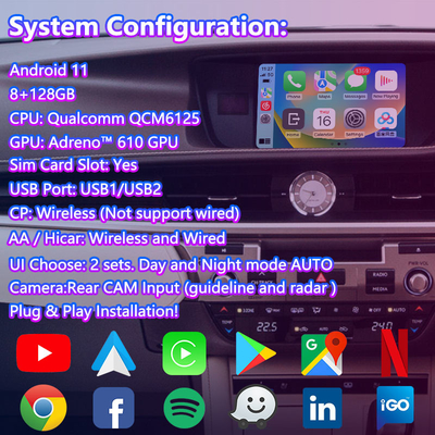8+128GB Lsailt Android واجهة فيديو الملاحة لليكسوس ES 350 300h 250 200 XV60 تحكم الماوس 2012-2018