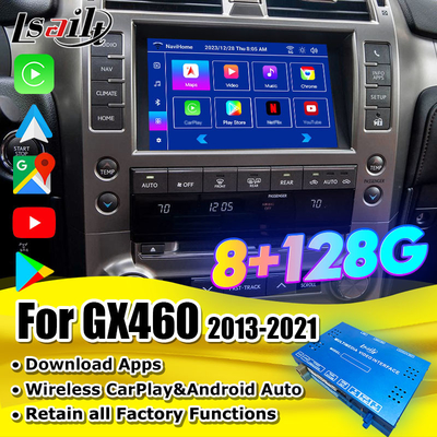 8+128GB Android 11 واجهة فيديو ليكسوس لـ GX460 2014-2021 بما في ذلك CarPlay اللاسلكي ، Android Auto