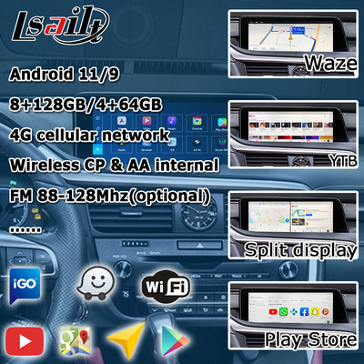 أندرويد 8+128GB Lsailt ليكسوس أندرويد carplay أندرويد أوتو شاشة لRX350 RX450h RX300 2.0Ghz معالج