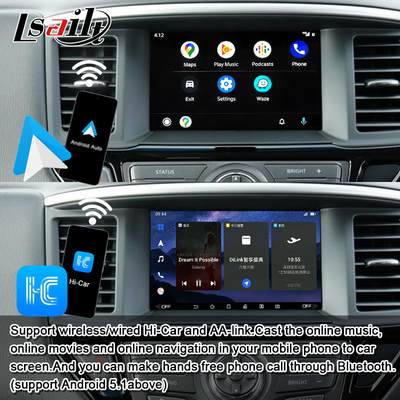 واجهة الوسائط المتعددة لجهاز Lsailt 8GB Android لجهاز نيسان Pathfinder R52 2018-Patrol Carplay Android Auto Wireless Module