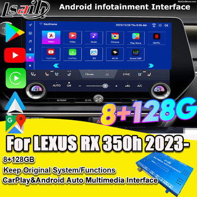 واجهة الفيديو المتعددة الوسائط الروبوتية لـ RX350h RX500H 2023-2024 NX LX GX ES تشمل NetFlix ، YouTube ، فتحة بطاقة SIM