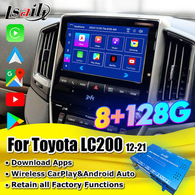 Lsailt 8+128GB واجهة أندرويد للتسلية الإعلامية لـ Land Cruiser 2013-2021 LC200 مع CarPlay اللاسلكي ، NetFlix ، YouTube