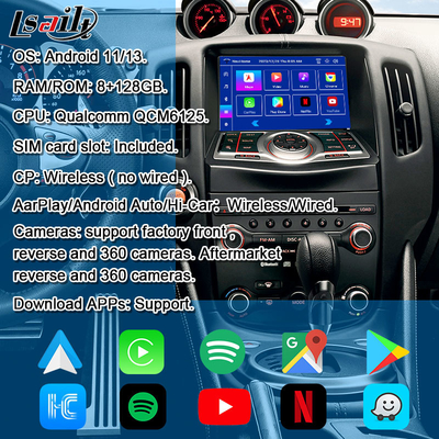 HDMI 8G واجهة الوسائط المتعددة الروبوتية مع CarPlay ، YouTube، Google Play، NetFlix لنيسان باترول 370Z كويست، الروبوت 13