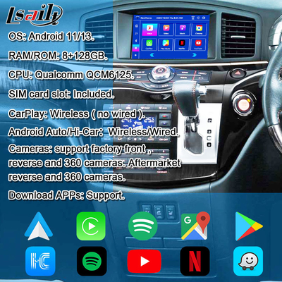 أندرويد 13 8G Android Smart Infotainment Module لنيسان إلكراند E52 2010-شملت CarPlay و YouTube وشاشة مسند الرأس