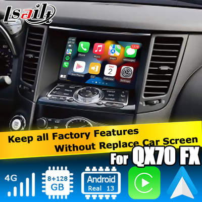 Android 13 توجيه واجهة الفيديو للسيارة دعم Waze / Youtube لشركة Infiniti QX70 / FX50 FX35 FX37