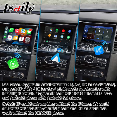 Android 13 توجيه واجهة الفيديو للسيارة دعم Waze / Youtube لشركة Infiniti QX70 / FX50 FX35 FX37