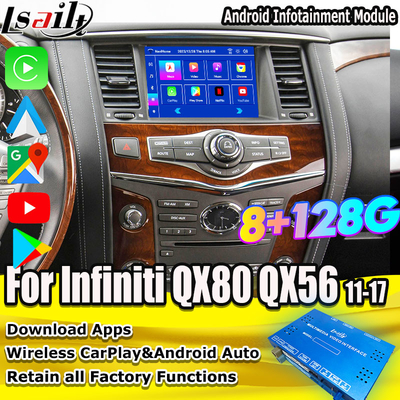 وحدة 8G Android Infotainment لشركة Infiniti QX80 QX56 نيسان باترول 20100-2021 واجهة CarPlay اللاسلكية، يوتيوب