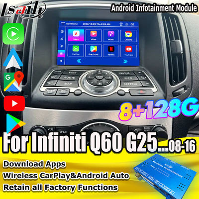 Lsailt 8G Android Infotainment Module لشركة Infiniti Q60 G37 G35 Q40 2008-2016 بما في ذلك CarPlay اللاسلكي ، Android Auto