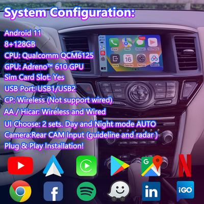 Lsailt Android Video Interface لنيسان باثفايندر R52 مع Wireless Carplay Android Auto