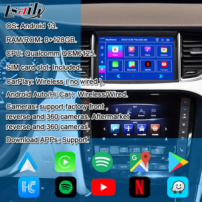 8+128G Android Navigation Box وحدة المعلومات والترفيه لشركة Infiniti QX50 2018-2020 EX QX80 مع CarPlay اللاسلكي، واجهة Android