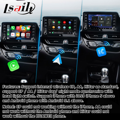 تويوتا C-HR CHR واجهة الوسائط المتعددة أندرويد 13 مع أندرويد لاسلكي أوتو carplay