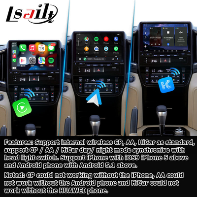واجهة فيديو أندرويد 13 لتويوتا لاند كروزر LC200 GXR مع عرض خلفي WiFi carplay أندرويد أوتو