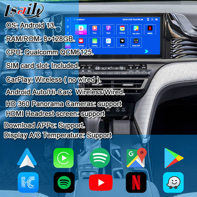 واجهة الفيديو الوسائط المتعددة أندرويد 13 لتويوتا كامري 2025 سيينا RAV-4 OEM Module Infotainment Retrofit مدرج YouTube ، NetFlix ، Google Play