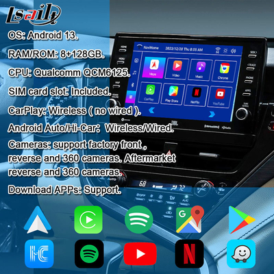 واجهة الفيديو لـ Lsailt Android 13 لـ Toyota Camry 2018-2021 RAV-4 ، Sienna تحديث شاشة OEM مع نظام الوسائط المتعددة Android يتضمن YouTube ، NetFlix