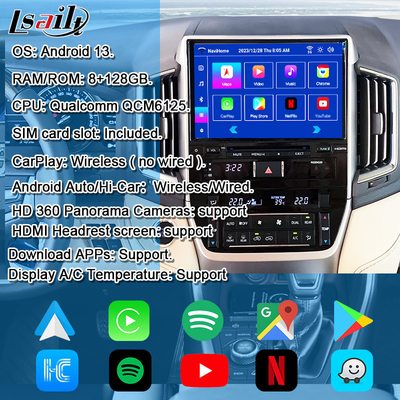 واجهة الوسائط المتعددة الروبوتية لـ Land Cruiser GX_R 2018-2021 LC200 لاسلكي Apple CarPlay& Android Auto Retrofit ترقية