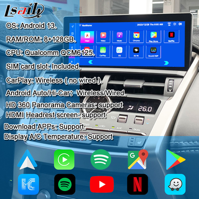 شاشة ليكسوس أندرويد مع CarPlay اللاسلكي و أندرويد أوتو 10.25 بوصة شاشة لمسة