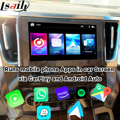 وحدة ترقية Apple CarPlay/Android Auto اللاسلكية لسيارات Alphard 30 Series Vellfire Toyota تدعم راديو FM، وتكييف الهواء، والمرايا، والكاميرات