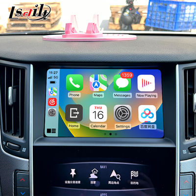 Q50 Q60 OEM وحدة ترقية Apple CarPlay دمج انعكاس الهاتف المحمول، عرض درجة حرارة مكيف الهواء، خرائط جوجل، سبوتيفاي
