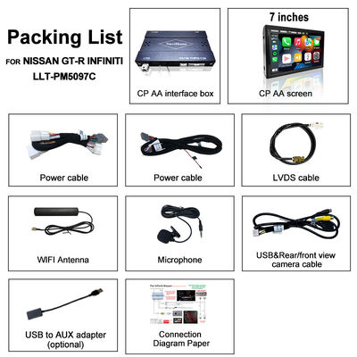 شاشة Lsailt 7 بوصة لاسلكية Android Auto CarPlay لسيارات إنفينيتي G37 G25 G35 Skyline 370GT (V36) Q40 2007-2014 شاشة لمس عالية الدقة