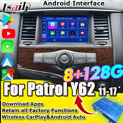 واجهة نيسان الوسائط المتعددة للبطارية Y62، نيسمو، QX80 QX56 2013-2021 تحديث شاشة OEM مع CarPlay اللاسلكي، أندرويد أوتو،يوتيوب