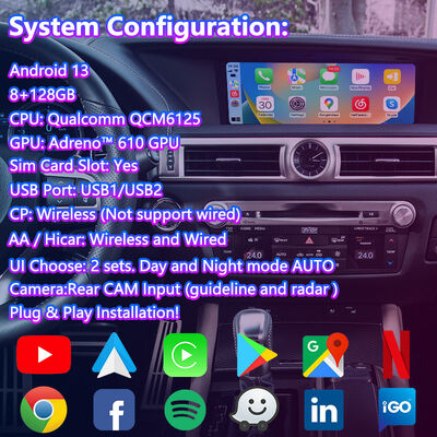 واجهة الوسائط المتعددة لسيارات أندرويد لليكسوس GS300h GS200t GS350 GS450h GSF GS L10 2016-2020