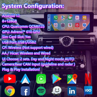 واجهة الفيديو لـ Lsailt Android Carplay لـ 2020-Present Lexus IS 500 IS300 IS350 IS300h IS500